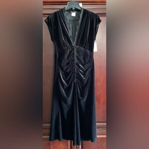 Vintage Jonathan Martin Studio Black Velour Midi Dress
